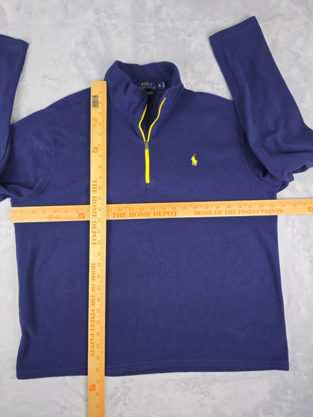 Ralph Lauren Performance Fleece Quarter Zip Pullover Blue Yellow Mens XL